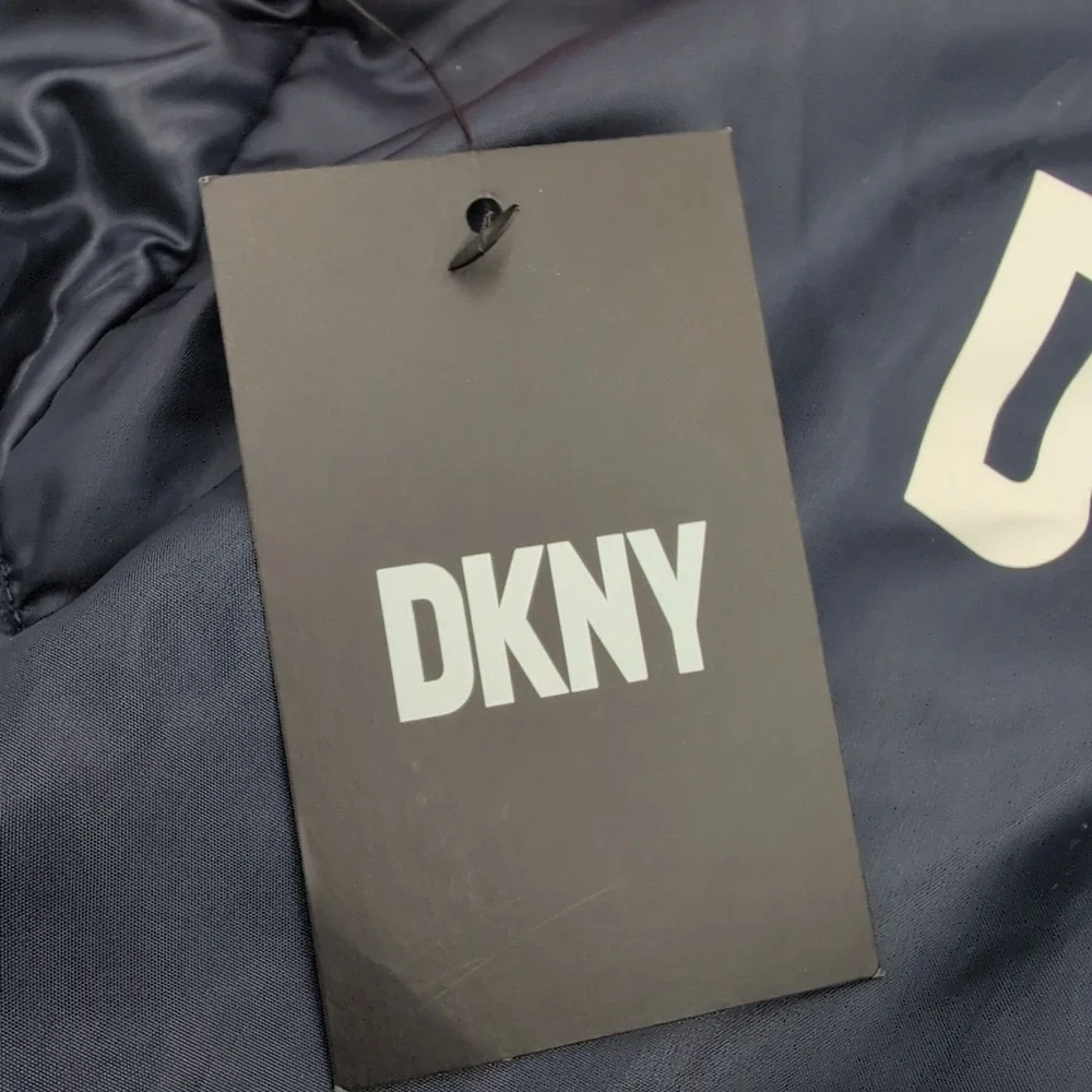 DKNY Color Block Navy Blue Red Puffer One Piece Romper Jumpsuit Small Dog - New